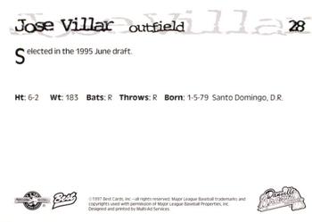1997 Best Danville Braves #28 Jose Villar Back