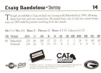1997 Best Delmarva Shorebirds #14 Craig Daedelow Back