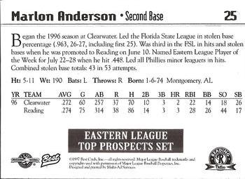 1997 Best Eastern League Top Prospects #25 Marlon Anderson Back