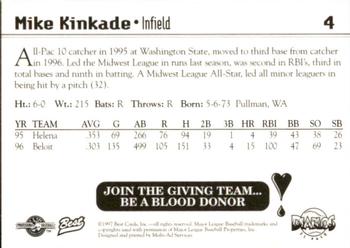 1997 Best El Paso Diablos #4 Mike Kinkade Back