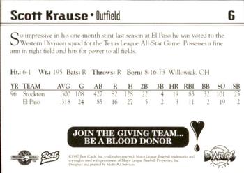 1997 Best El Paso Diablos #6 Scott Krause Back