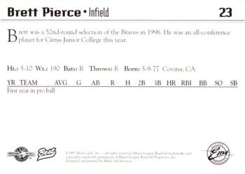 1997 Best Eugene Emeralds #23 Brett Pierce Back