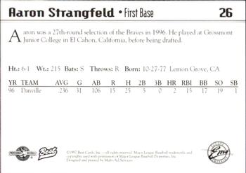 1997 Best Eugene Emeralds #26 Aaron Strangfeld Back