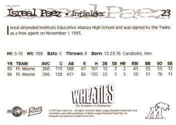 1997 Best Fort Myers Miracle #23 Israel Paez Back