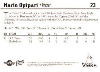 1997 Best Fort Wayne Wizards #23 Mario Opipari Back