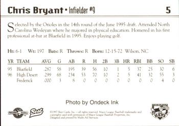 1997 Best Frederick Keys #5 Chris Bryant Back