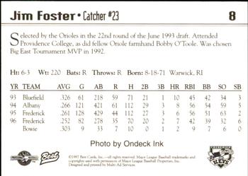 1997 Best Frederick Keys #8 Jim Foster Back