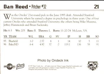 1997 Best Frederick Keys #21 Dan Reed Back