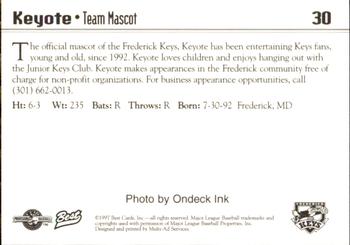 1997 Best Frederick Keys #30 Keyote Back