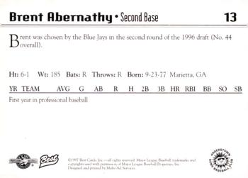1997 Best Hagerstown Suns #13 Brent Abernathy Back