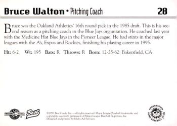 1997 Best Hagerstown Suns #28 Bruce Walton Back