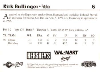 1997 Best Harrisburg Senators #6 Kirk Bullinger Back