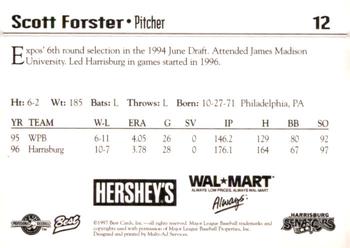 1997 Best Harrisburg Senators #12 Scott Forster Back
