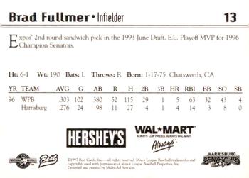 1997 Best Harrisburg Senators #13 Brad Fullmer Back