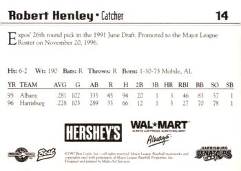 1997 Best Harrisburg Senators #14 Robert Henley Back