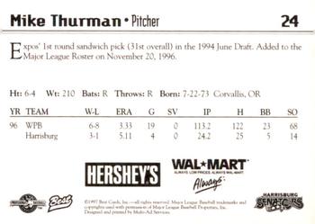 1997 Best Harrisburg Senators #24 Mike Thurman Back