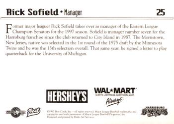 1997 Best Harrisburg Senators #25 Rick Sofield Back
