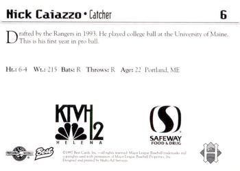 1997 Best Helena Brewers #6 Nick Caiazzo Back