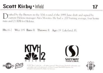 1997 Best Helena Brewers #17 Scott Kirby Back