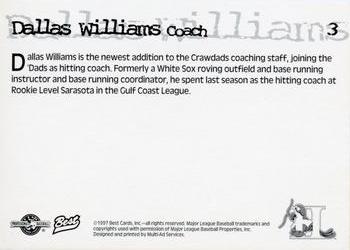 1997 Best Hickory Crawdads Beige #3 Dallas Williams Back