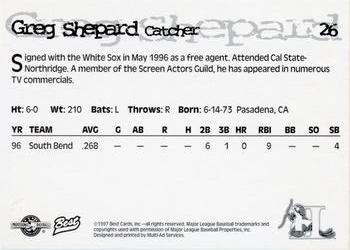 1997 Best Hickory Crawdads Beige #26 Greg Shepard Back