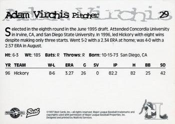 1997 Best Hickory Crawdads Beige #29 Adam Virchis Back