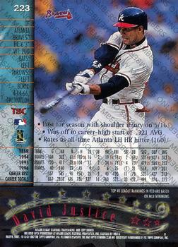 1997 Stadium Club - Members Only #223 David Justice Back