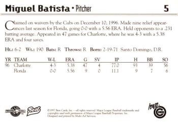 1997 Best Iowa Cubs #5 Miguel Batista Back