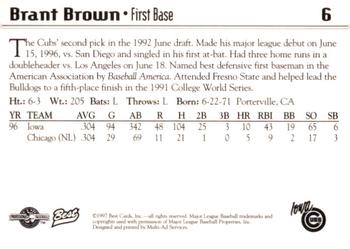 1997 Best Iowa Cubs #6 Brant Brown Back