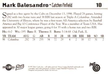 1997 Best Iowa Cubs #10 Mark Dalesandro Back