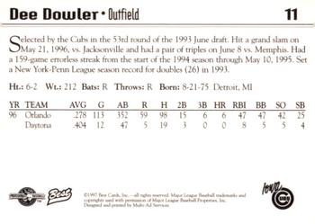 1997 Best Iowa Cubs #11 Dee Dowler Back