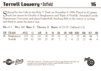 1997 Best Iowa Cubs #16 Terrell Lowery Back
