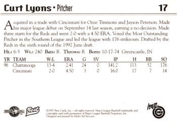 1997 Best Iowa Cubs #17 Curt Lyons Back