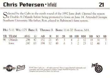 1997 Best Iowa Cubs #21 Chris Petersen Back