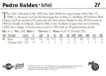 1997 Best Iowa Cubs #27 Pedro Valdes Back
