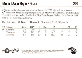 1997 Best Iowa Cubs #28 Ben Vanryn Back