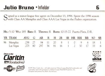 1997 Best Jacksonville Suns #6 Julio Bruno Back