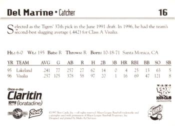 1997 Best Jacksonville Suns #16 Del Marine Back