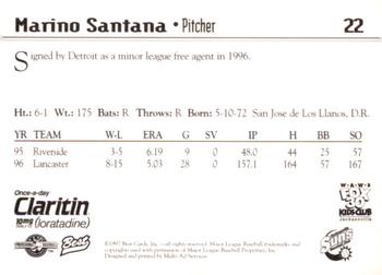 1997 Best Jacksonville Suns #22 Marino Santana Back