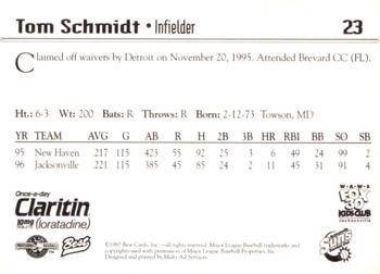 1997 Best Jacksonville Suns #23 Tom Schmidt Back