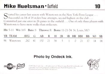 1997 Best Kinston Indians #10 Mike Huelsmann Back