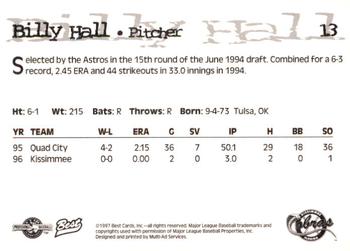 1997 Best Kissimmee Cobras #13 Billy Hall Back