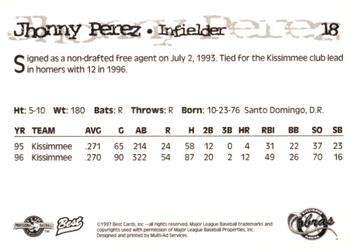 1997 Best Kissimmee Cobras #18 Jhonny Perez Back