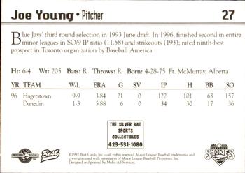 1997 Best Knoxville Smokies #27 Joe Young Back