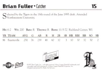 1997 Best Lakeland Tigers #15 Brian Fuller Back