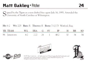 1997 Best Lakeland Tigers #24 Matt Oakley Back