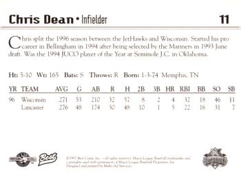 1997 Best Lancaster JetHawks #11 Chris Dean Back