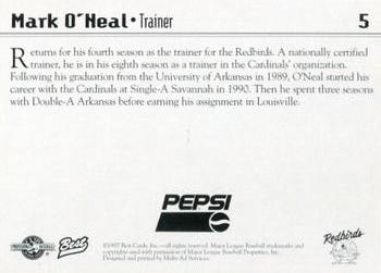1997 Best Louisville Redbirds #5 Mark O'Neal Back