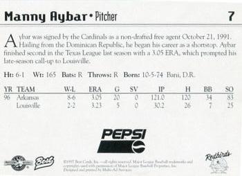 1997 Best Louisville Redbirds #7 Manny Aybar Back