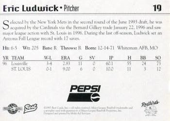 1997 Best Louisville Redbirds #19 Eric Ludwick Back